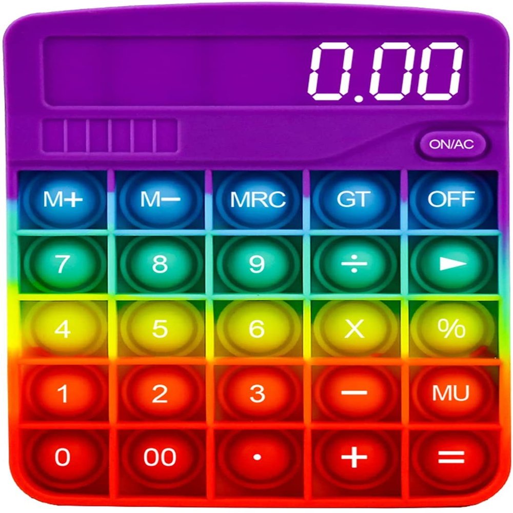 Rainbow Calculator Shape Pop it Push Pop Bubble Fidget Sensory Stress Relief Toy for Boys Girls Children Toddlers Age 3 and Up