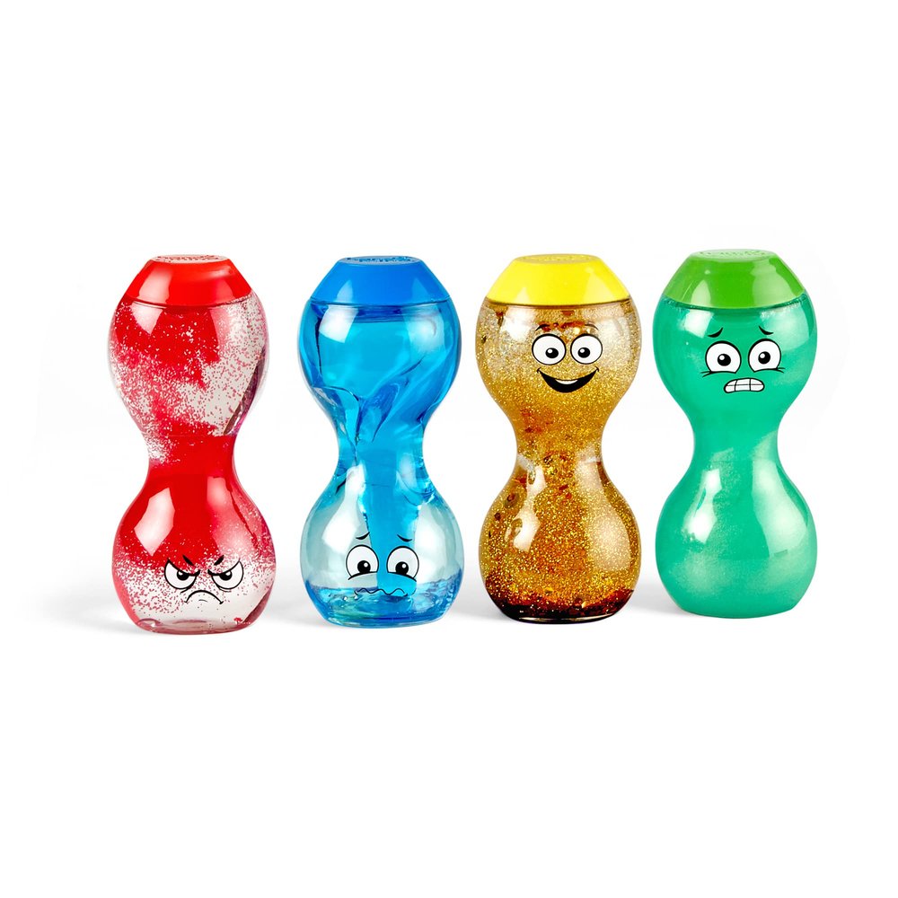 hand2mind Express Your Feelings Sensory Bottles-Primary Emotions, Quiet Toddler Fidgets for Classroom, Calm Down Corner Supplies, Social Emotional Learning, Sensory Toys for Kids with Autism