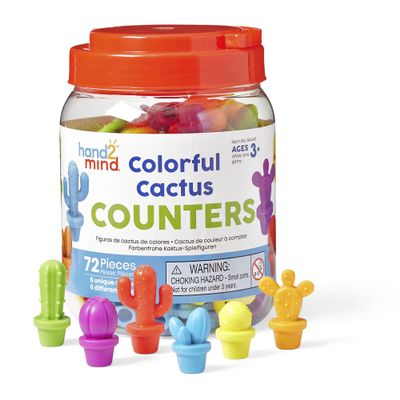 Hand2Mind Colorful Cactus Counters - Kids Math Toys, Cactus & Color Sorting Toys, Montessori Math Materials, Easter Egg Fillers