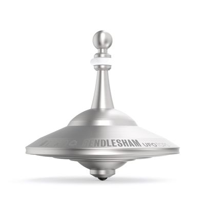 Plexity Labs UFO Tops Rendlesham - Metal Spinning Fidget Top - Inspired by The Documented 1980 UFO Sighting in Rendlesham, England (Cosmic Silver.)