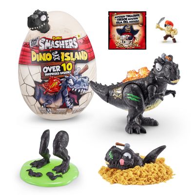 Smashers Dino Island Mini Egg T-Rex by ZURU Prehistoric Discovery Toy with 10 Surprises, Dinosaur Toys, Slime, Sand and More Age 5+
