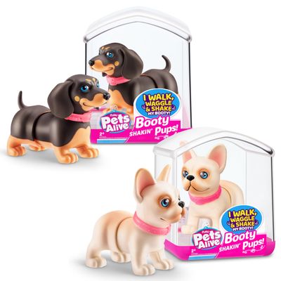 Pets Alive Booty Shakin' Pups (Frenchie & Dachshund) by ZURU 2 Pack Interactive Mini Dog Toys That Walk, Waggle, and Booty Shake, Electronic Puppy Toy for Kids and Girls