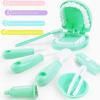 Dental Early Education Brushing Toys, YOUYA DENTAL 9Pcs/Set Children Role Play Toys Crocodile Early Education Cartoon Tooth Brushing Model Preschool Education Toy Dentist Game for Kids Classroom GREEN view 2