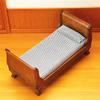 EatingBiting 1:12 Dollhouse Miniature Doll Furniture Vintage Wooden Single Bed Stripe Bedding view 2