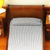 EatingBiting 1:12 Dollhouse Miniature Doll Furniture Vintage Wooden Single Bed Stripe Bedding view 3
