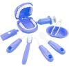 YOUYA DENTAL Dental Early Education Brushing Toys, 9Pcs/Set Children Role Play Toy Crocodile Early Education Cartoon Tooth Brushing Model Preschool Education Toy Dentist Game for Kids Classroom Blue view 1