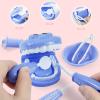 YOUYA DENTAL Dental Early Education Brushing Toys, 9Pcs/Set Children Role Play Toy Crocodile Early Education Cartoon Tooth Brushing Model Preschool Education Toy Dentist Game for Kids Classroom Blue view 2