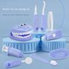 YOUYA DENTAL Dental Early Education Brushing Toys, 9Pcs/Set Children Role Play Toy Crocodile Early Education Cartoon Tooth Brushing Model Preschool Education Toy Dentist Game for Kids Classroom Blue view 4