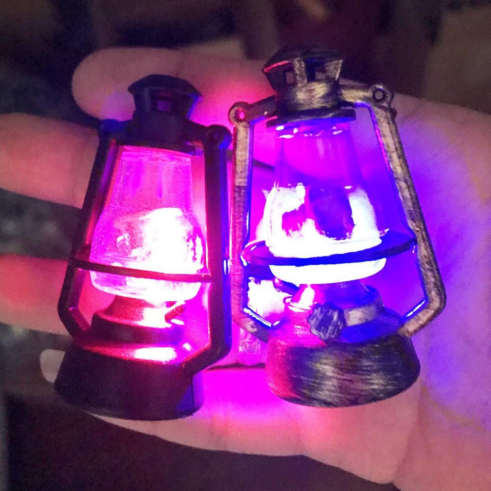 Dollhouse Miniature Kerosene Lamp Retro Led Lantern Micro Landscape Crafts 2pcs Style2 Dollhouse Accessories