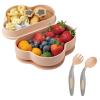 SUPERMAMA Suction Silicone Baby Feeding Set, 2 in 1 Baby Silicone Suction Bowls and Spoons, BPA Free, Infant Babies and Toddler Self Feeding Led Weaning view 1