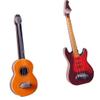Toyvian 2Pcs Miniature Guitar Dollhouse Mini Musical Instrument Wood Bass Guitar Model Ornament for Fairy Garden Accessories Kids Play Toys Birthday Gifts Random Color view 1