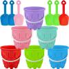 Chivao 6 Pack 7 Inch Beach Sand Buckets and Shovels Sets Castle Model Sand Buckets and Shovels Set Beach Pails Toys Use for Mould at The Sandbox Summer Pool Party Favors view 1