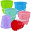 Chivao 6 Pack 7 Inch Beach Sand Buckets and Shovels Sets Castle Model Sand Buckets and Shovels Set Beach Pails Toys Use for Mould at The Sandbox Summer Pool Party Favors view 4