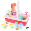 BOBXIN Play Sink with Running Water, Kids Pretend Play Kitchen Toy Sink for Toddler, Role Play Electric Dishwasher Kitchen Water Toys Set with Upgraded Working Faucet and Dishes Playset for Girl Boy view 1
