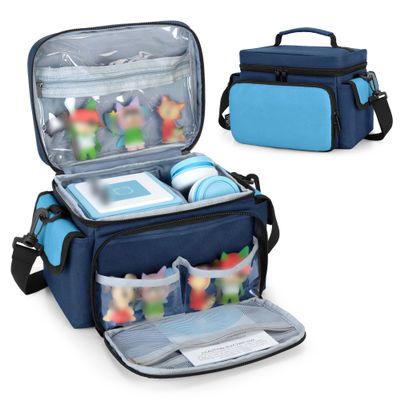 LoDrid Carrying Case Compatible with Tonie Box 2/1, Portable Bag with Shoulder Strap for Audio Player Starter Set, Headphones Charging Station Storage, Navy Blue (Bag Only),(Patent Design)