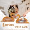 ROSI Personalized Wooden Piggy Bank Custom Swan Coin Bank Engraved Money Box Wooden Cash Bank Gift for Kids Adult Couple, Valentine's Day Christmas Birthday Home Decoration (Two Swan) view 4