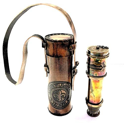 Vimal Nautical Size 17 inches Approx. Black Antique Telescope/Spyglass Replica in Lather Box Dollond London's Premium Quality Hand held Spy Glass