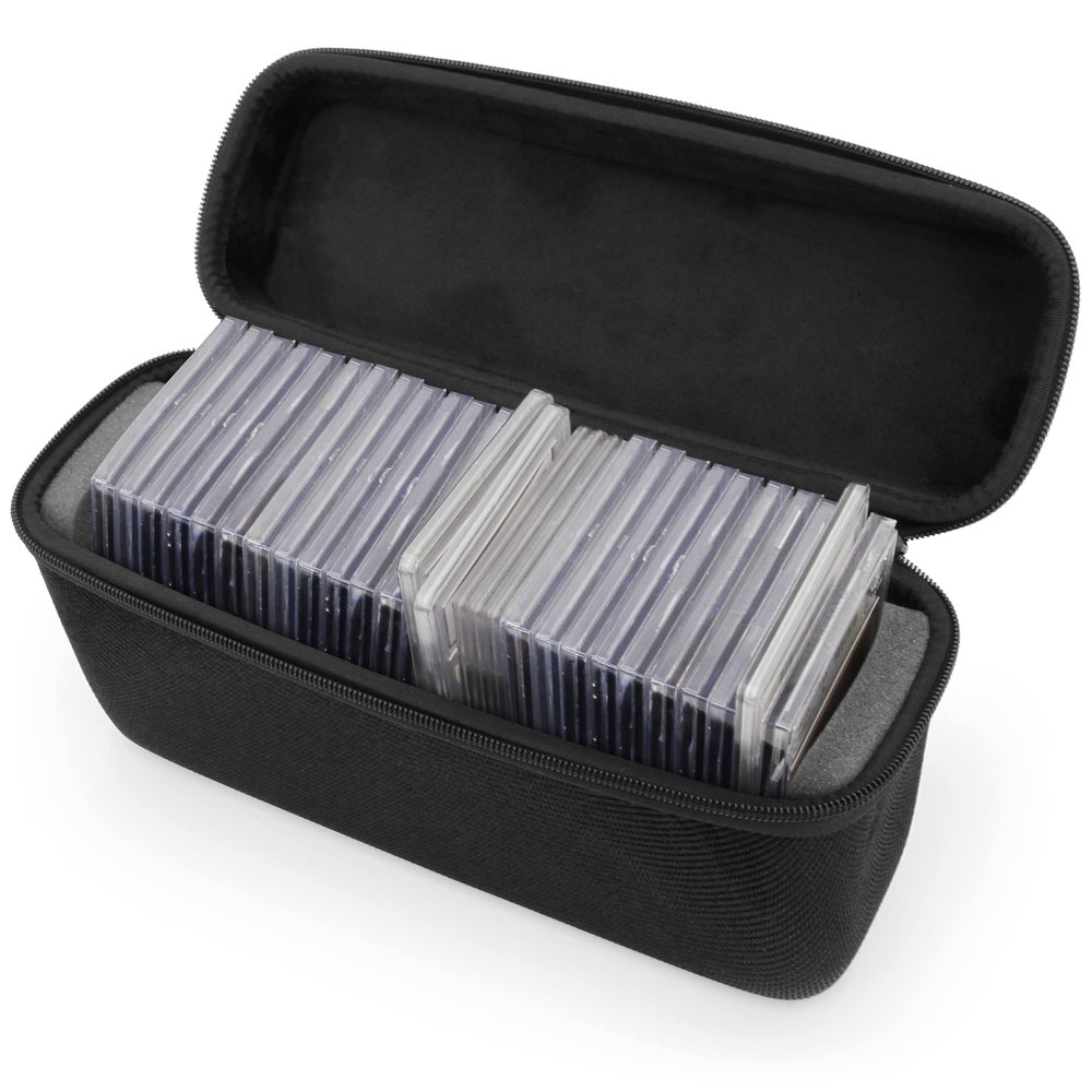 CASEMATIX Graded Card Case Fits 30+ PSA, BGS, CGC Slabs or 140+ Toploaders Sports Trading Card Storage Box with Scratch-Resistant Dividers Holds One Touch & Magnetic Card Holders