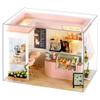 Roroom DIY Miniature and Furniture Dollhouse Kit,Mini 3D Wooden Doll House Craft Model with Dust Proof Cover and LED,Creative Room Idea for Valentine's Day Birthday Gift(Sunshine Tea Station) view 1