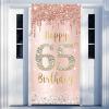 65th Birthday Door Banner Decorations for Women, Pink Rose Gold 65 Birthday Backdrop Sign & Happy Birthday Porch Party Supplies, Large 65 Year Old Birthday Decor view 2