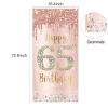 65th Birthday Door Banner Decorations for Women, Pink Rose Gold 65 Birthday Backdrop Sign & Happy Birthday Porch Party Supplies, Large 65 Year Old Birthday Decor view 3