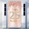 25th Birthday Door Banner Decorations for Women, Pink Rose Gold 25 Birthday Backdrop Sign & Happy Birthday Porch Party Supplies, Large 25 Year Old Birthday Decor view 2