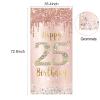 25th Birthday Door Banner Decorations for Women, Pink Rose Gold 25 Birthday Backdrop Sign & Happy Birthday Porch Party Supplies, Large 25 Year Old Birthday Decor view 3