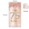 75th Birthday Door Banner Decorations for Women, Pink Rose Gold 75 Birthday Backdrop Sign & Happy Birthday Porch Party Supplies, Large 75 Year Old Birthday Decor view 3