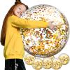 Civaner 6 Pcs Inflatable Glitter Beach Balls 24 Inch Large Sparkly Confetti Pool Balls for Holiday Party Decorations Clear Floatable Blow up for Wedding Birthday Summer Party Favor(Gold,Sequins) view 1