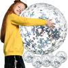 Civaner 6 Pcs Inflatable Glitter Beach Balls 24 Inch Large Sparkly Confetti Pool Balls for Holiday Party Decorations Clear Floatable Blow up for Wedding Birthday Summer Party Favor(Silver,Sequins) view 1