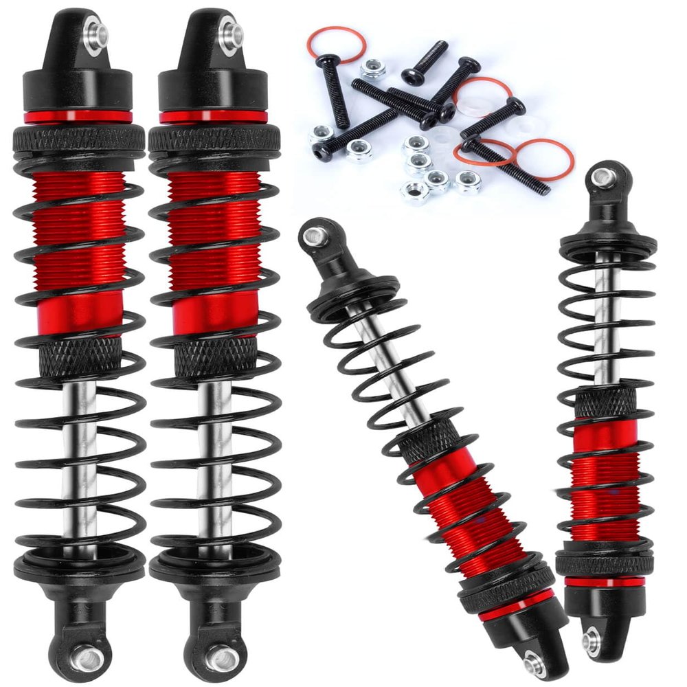 4PCS Front Rear Full Alloy Shocks RC Upgrades Parts for 1/10 Senton Granite Big Rock Vorteks 3s Blx 4X4 Mega 550,for 1/10 Kraton Outcast 4s,Red,Replace #AR330550 AR330551