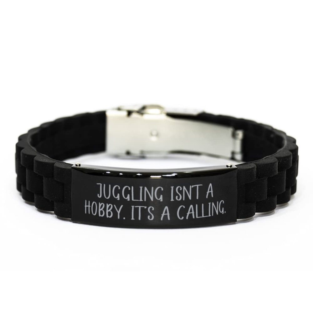 Gag Juggling Black Glidelock Clasp Bracelet, Juggling Isn't a Hobby. It's a Calling., Perfect Gifts for Men Women, Holiday Gifts