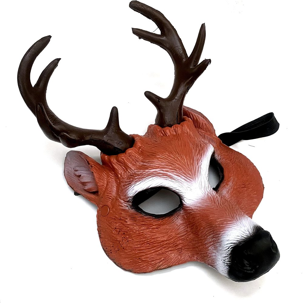 MASQ Raindeer Mask Animal Horned Mask Animal Head Mask Deluxe Novelty Christmas Costume Party