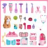 MAGIC4U Pet Cat Care Carrier Suitcase Toy, 29PCS Vet Clinic and Doctor Kit for Kids, Pet Kitty Grooming Feeding Toys, Veterinarian Pretend Play Set, Gifts for Boys and Girls Ages 3-12 view 2