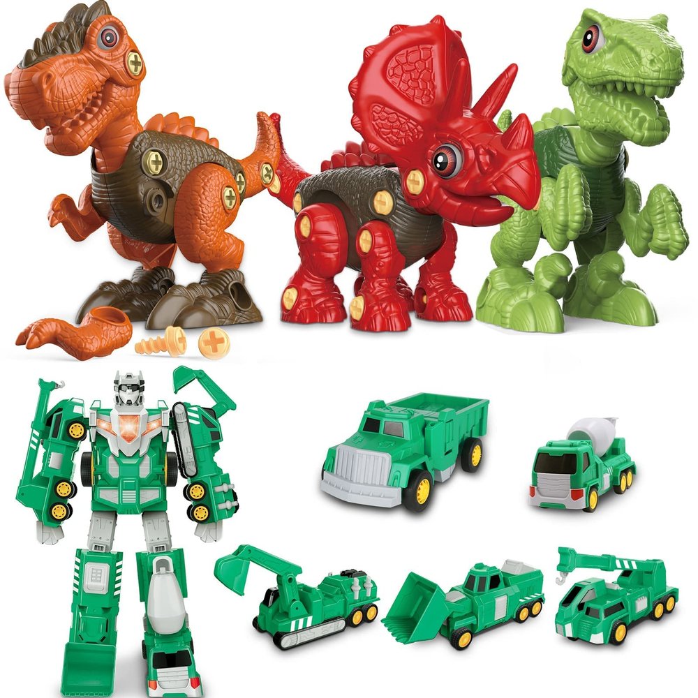 Laradola Toys for 3-8 Year Old Boys - Construction Transform Robot Kids Cars with Take Apart Dinosaur Toys for Kids 3-5, 5-7, Christmas & Birthday Gifts for Boys & Girls