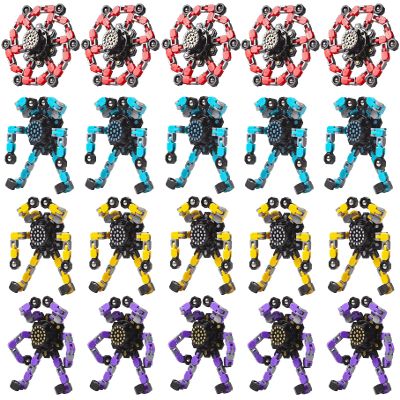 20PCS Transformable Fingertip Gyro Toy,Deformation Chain Robot Deformed Mechanical Spiral Twister Decompression Fingertip Toy Party Favors for Kids