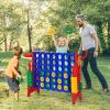 HONEY JOY Jumbo 4-to-Score Giant Game Set, 3-in-1 Indoor Outdoor Family Yard Game Set w/Basketball Hoop & Ring Toss, 42 Jumbo Rings, Quick-Release Slider, Giant 4-in-A-Row for Kids & Adults view 2