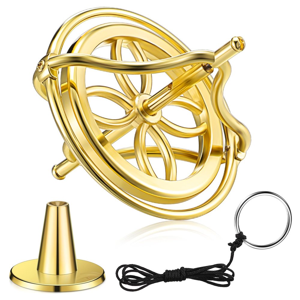 Weewooday Gyroscope Balance Metal Anti-Gravity Spinning Top for Stress-Relieving, Recreational, Training Toy (Gold)