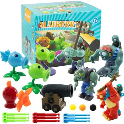 Maikerry 9pcs PVZ Figurines Set Plants Toys Game Great Birthday Gifts for Boys and Girls -with Waterproof Battlefield Map