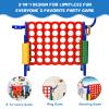 GLACER Giant 4-in-A-Row, Jumbo 4-to-Score Giant Game Set, Outdoor Connect-All-4 Game Set w/Basketball Hoop, Ring Toss, Quick-Release Slider, 42 Jumbo Rings, Backyard Games for Kids & Adults (Blue) view 3