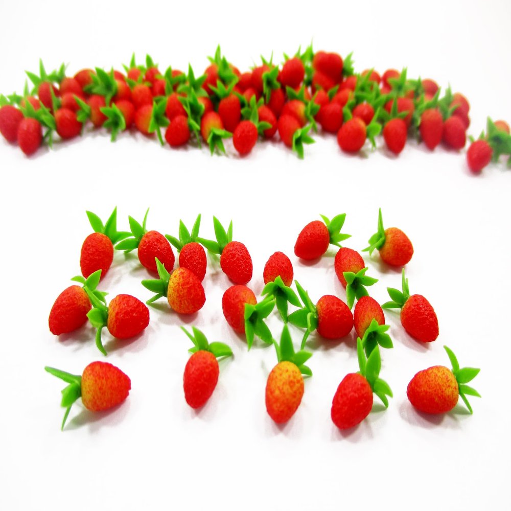 Dollhouse Miniature Food Lot 20 Loose Strawberry Fruit Tiny Supply 16193