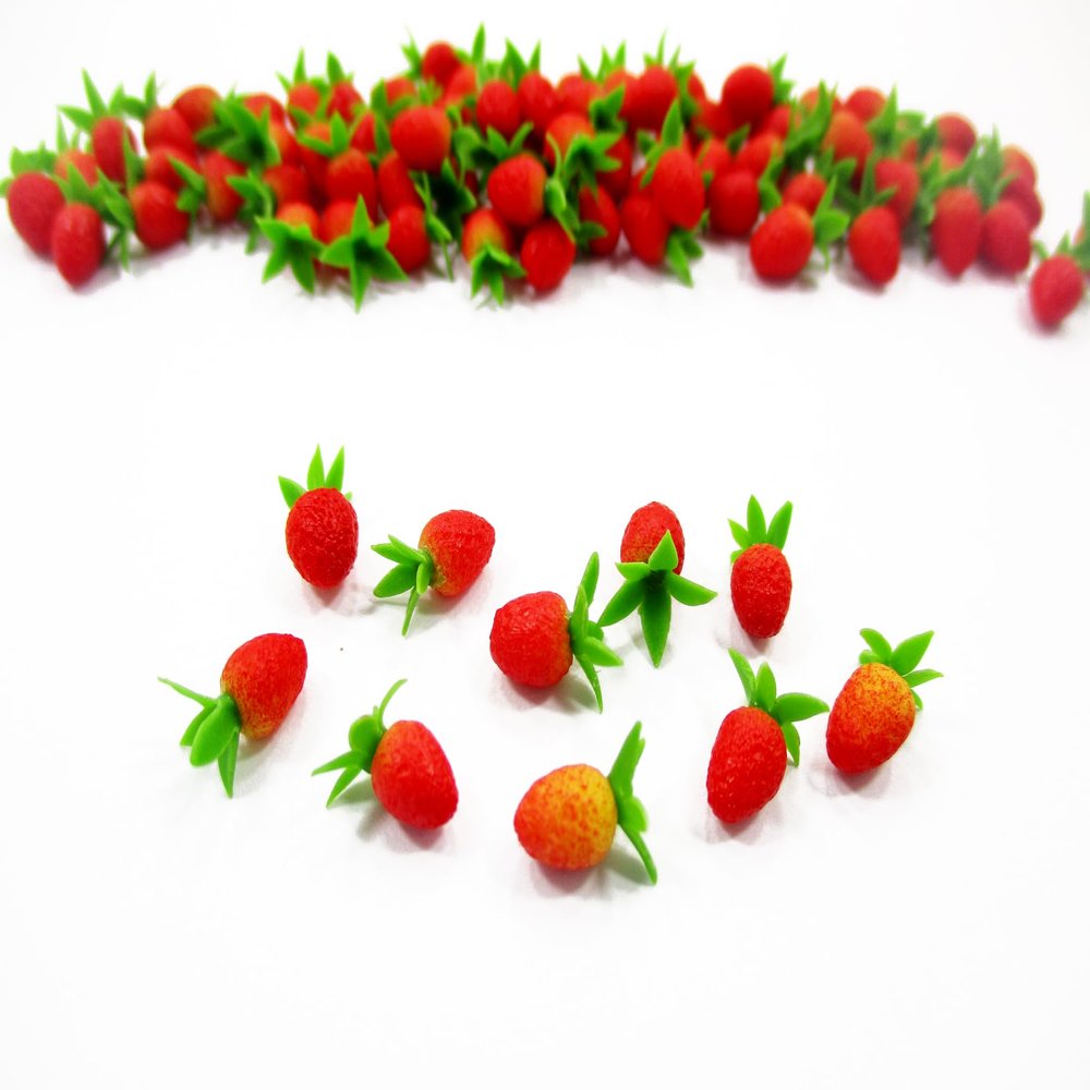 Dollhouse Miniature Food Lot 10 Loose Strawberry Fruit Tiny Supply 16192