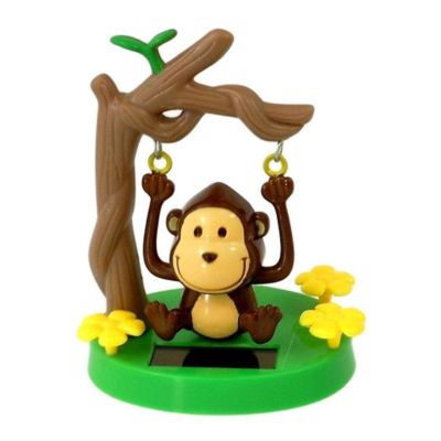 Naysku Solar Powered Swinging Monkey, Solar Powered Dancing Toy Swinging Monkey, Shaking Car Dashboard Ornament for Car Interior Decorations Kids Toys