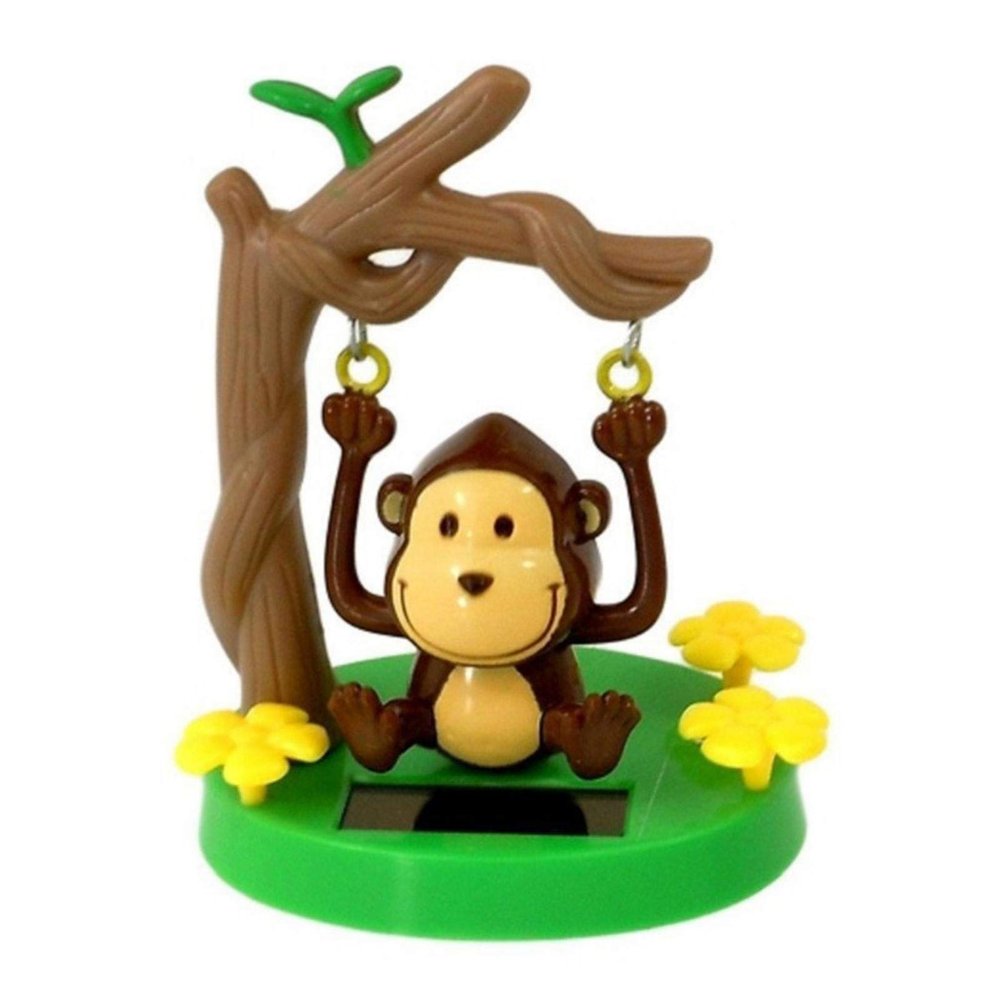 Naysku Solar Powered Swinging Monkey, Solar Powered Dancing Toy Swinging Monkey, Shaking Car Dashboard Ornament for Car Interior Decorations Kids Toys
