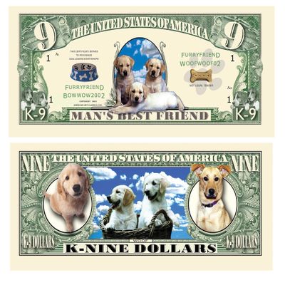 American Art Classics Pack of 25 - Man's Best Friend Dog K-9 Bill Novelty Money Collectible Bills