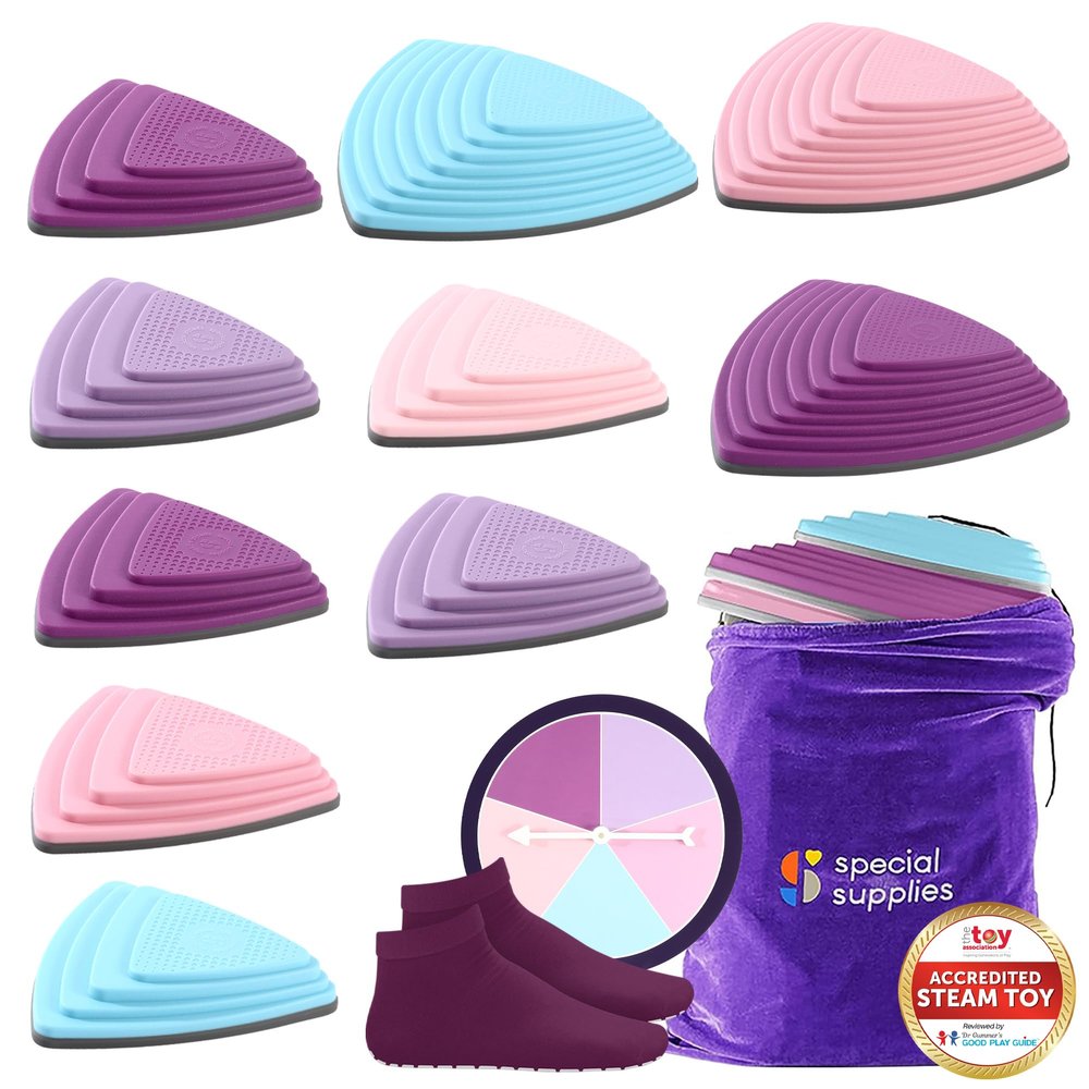 Special Supplies 10 Stepping Stones for Kids Indoor and Outdoor Balance Blocks Promote Coordination, Balance Strength Child Safe Rubber, Non-Slip Edging