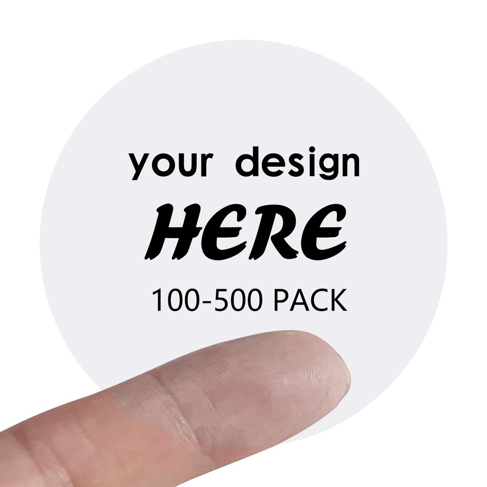 100-500 Custom Stickers Personalized Business Labels Decals, 1.5"-10" Customized Your Own Waterproof Vinyl Stickers with Any Design Logo Image Photo Text Name Address QR Code