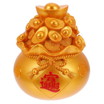 BESTOYARD Golden Piggy Bank Feng Shui Money Bag for Wealth and Luck, Chinese Tradition Decoration, Home Decor,