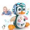 MOONTOY Musical Penguin Crawly Baby Toys 0-3-6 6-12 Month, Infant Light Up Tummy Time Dancing Moving Walking Crawling Toys, Baby Easter Basket Stuffers Gifts 3 4 5 6 7 8 9 10 Month 1 Year Old Boy Girl view 1