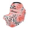 Custom Pink Rose Leopard Baby Car Seat Cover Personalized Your Name Nursing Covers Breastfeeding Scarf Infant Carseat Canopy for Mom Baby Gift view 1